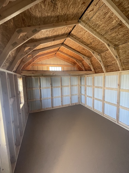 12x24 lofted barn with metal siding on the walls