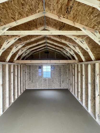 12x20 lofted barn with 9 foot garage and window