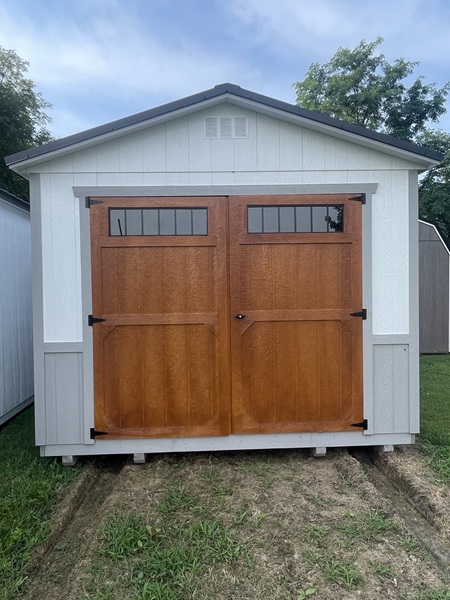 12x32 utility shed with 8 foot walls and custom door color
