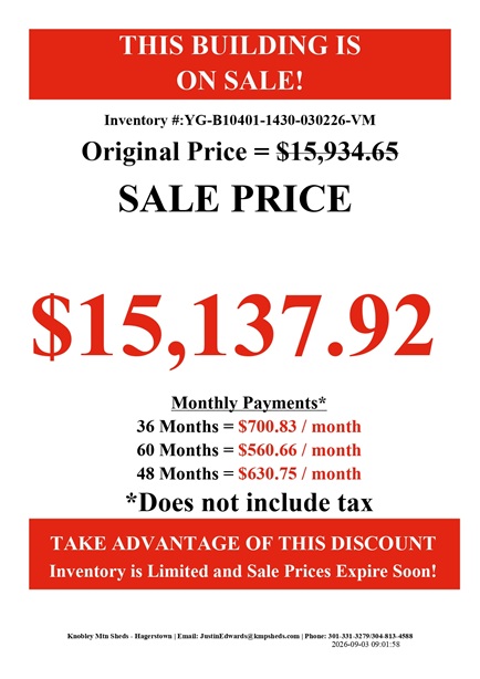 rent to own 14x30 garage with metal siding