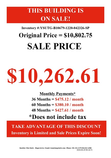 rent to own 12x20 garage utility with Wainscotting white and blue paint