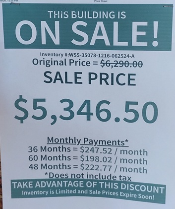 rent to own 12x26 single slope