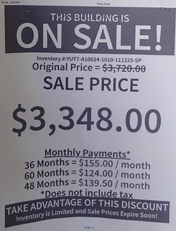 rent to own 10x10 utility with 7 foot walls