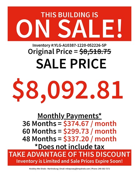 rent to own 12x20 lofted garage