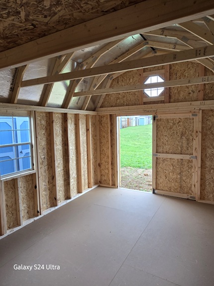 10x16 lofted barn with Tech Shield and 2 windows with 1 octagonal window