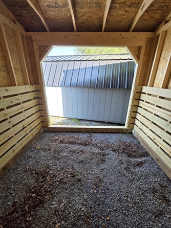 10x10 animal shelter with 8 foot walls and wide opening