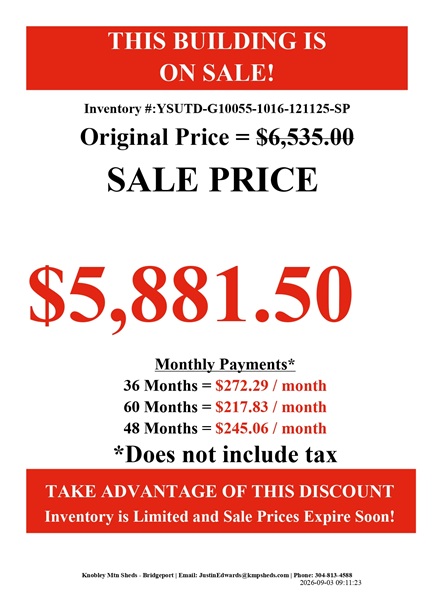 rent to own 10x16 utility with dormer