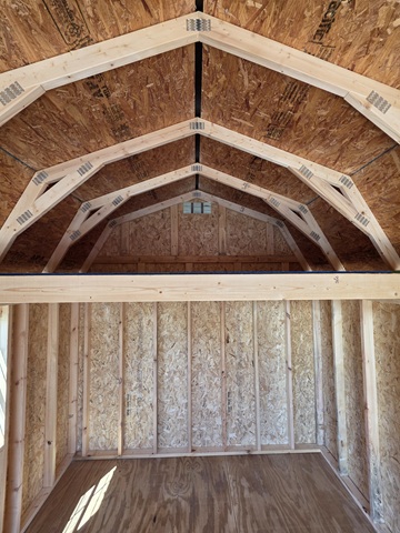 10x16 lofted barn with 6 foot ramp door with loft area