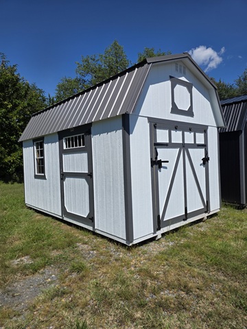 10x16 lofted barn with 6 foot ramp door and 4 foot single door with window