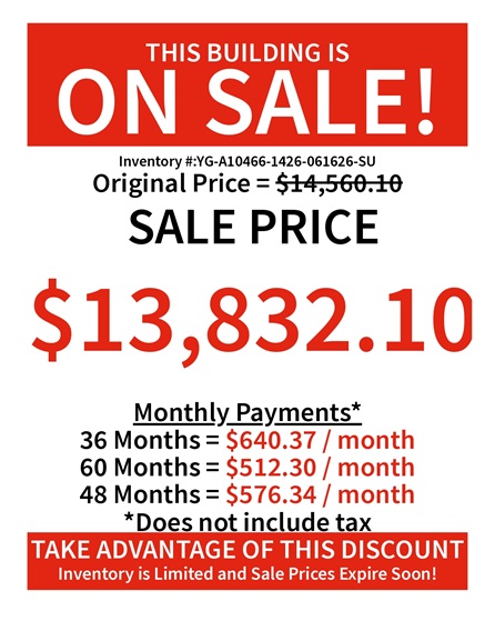 rent to own 14x26 utility with 9 foot garage