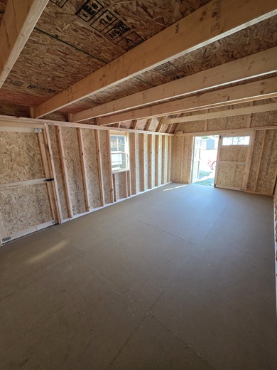10x20 lofted barn with windows and 3 ft door