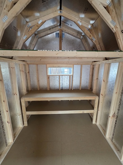 8x16 lofted barn with workbench
