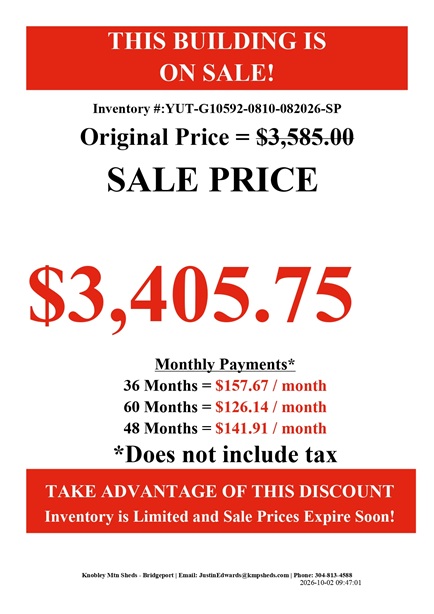 8x10 utility shed rent to own in WV