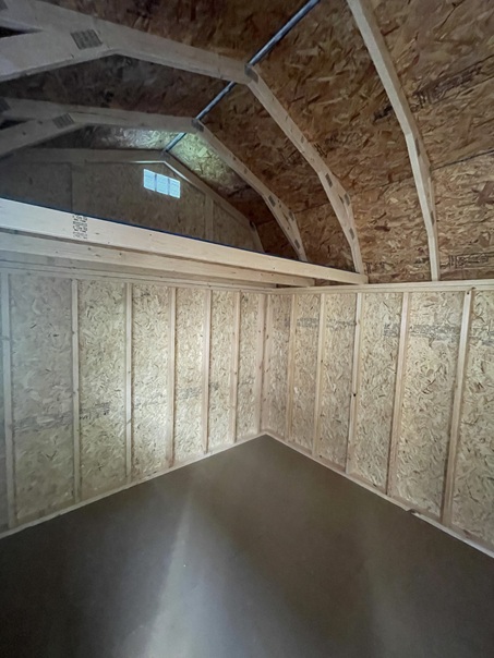 look inside 10x16 side lofted barn