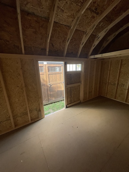 10x16 side lofted barn with double doors and windows