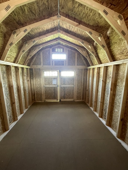 look inside 10x16 lofted barn