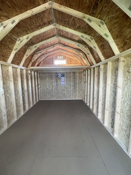 10x16 lofted barn inside view