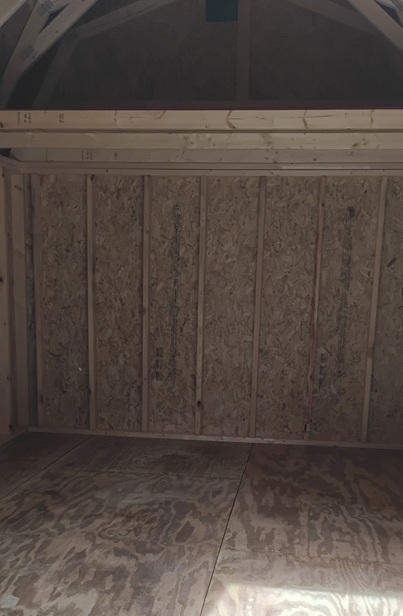 look inside 10x16 lofted barn
