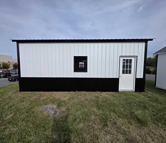 24x24 metal double wide garage with 9-Lite House Door